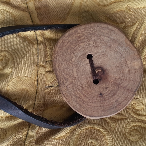 Boho bag Golden fabric wooden button - Picture 5 of 6